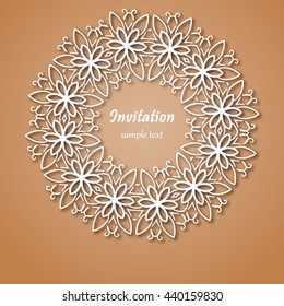 Vector decorative line art frame for design template. Outline floral border. Elegant element for design, place for text. Lace illustration for invitations and greeting cards