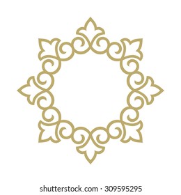 Vector decorative line art frames for design template. Elegant element for design in Eastern style, place for text. Golden outline floral border. Lace illustration for invitations and greeting cards