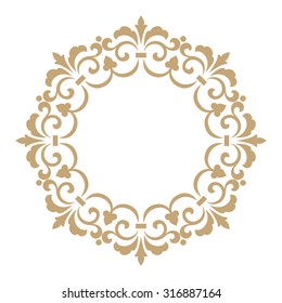 Vector decorative line art frames for design template. Elegant element for design in Eastern style, place for text. Golden outline floral border. Lace illustration for invitations and greeting cards