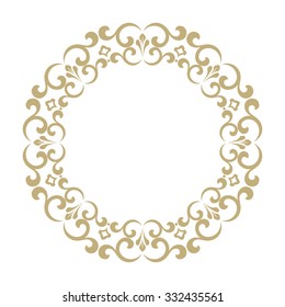 Vector decorative line art frames for design template. Elegant element for design in Eastern style, place for text. Golden outline floral border. Lace illustration for invitations and greeting cards