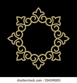 Vector decorative line art frames for design template. Elegant element for design in Eastern style, place for text. Golden outline floral border. Lace illustration for invitations and greeting cards