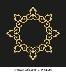 Vector decorative line art frames for design template. Elegant element for design in Eastern style, place for text. Golden outline floral border. Lace illustration for invitations and greeting cards