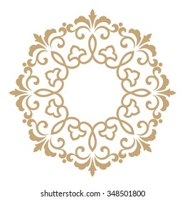 Vector decorative line art frames for design template. Elegant element for design in Eastern style, place for text. Golden outline floral border. Lace illustration for invitations and greeting cards