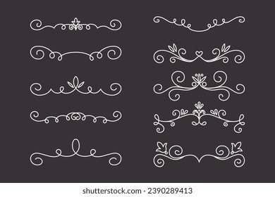 Vector Decorative Linear Dividers Set. Vintage Frame Design Elements, Filigree, Decorative Borders, Page Decorations, Dividers Isolated