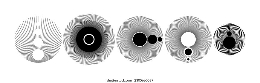 Vector Decorative Linear Transition Geometric Shapes in Boho  Style with editable strokes