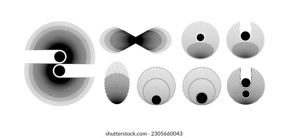 Vector Decorative Linear Transition Geometric Shapes in Boho  Style with editable strokes