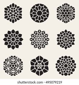 Vector Decorative Mandala Ornaments Illustration. Abstract Geometric Background Design