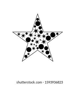 Vector decorative monochrome asterisk with dots. Isolated background.