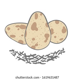 Vector decorative nest with eggs.  The emblem icon or logo.