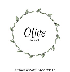 Vector decorativo de flor de oliva, borde y laurel conjunto gráfico hecho en vector. Bonitos elementos de diseño floral. Para etiquetas, embalaje