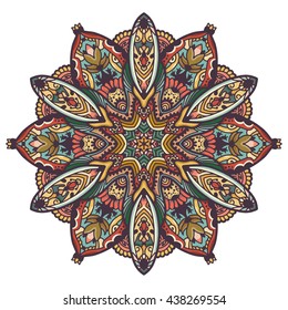 Vector decorative oriental mandala. Simple round ornament.