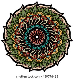 Vector decorative oriental mandala. Simple round ornament.