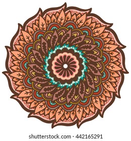 Vector decorative oriental mandala. Simple round ornament.