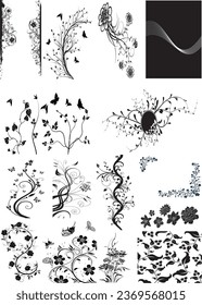 vector decorative ornament, floral bird and leaf patterns frame