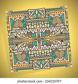 Vector decorative ornament, geometric seamless pattern on gold background