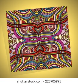 Vector decorative ornament, geometric seamless pattern on gold background