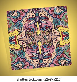 Vector decorative ornament, geometric seamless pattern on gold background