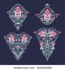 Vector decorative ornamental abstract floral design elements set 