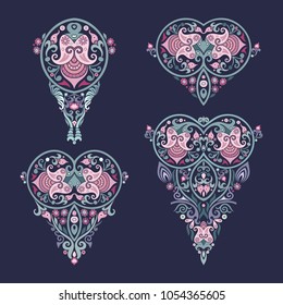 Vector decorative ornamental abstract floral design elements set 