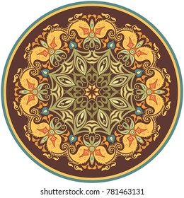 Vector decorative ornamental abstract floral round illustration