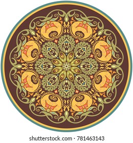 Vector decorative ornamental abstract floral round illustration