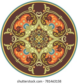 Vector decorative ornamental abstract floral round illustration