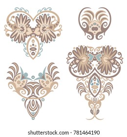 Vector decorative ornamental abstract floral design elements set 