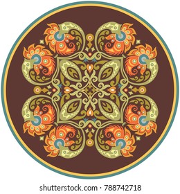 Vector decorative ornamental abstract floral round illustration