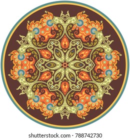 Vector decorative ornamental abstract floral round illustration