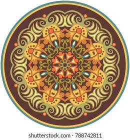 Vector decorative ornamental abstract floral round illustration
