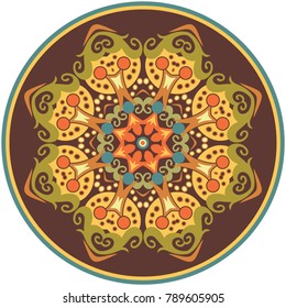 Vector decorative ornamental abstract floral round illustration