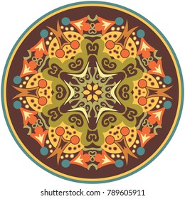 Vector decorative ornamental abstract floral round illustration