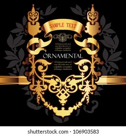 Vector decorative ornamental background with golden elements