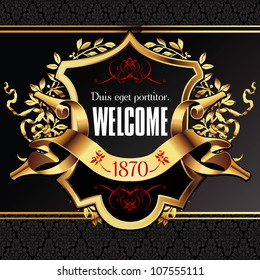 Vector decorative ornamental background with golden elements.