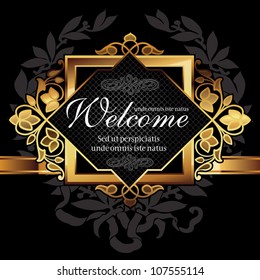 Vector decorative ornamental background with golden elements.