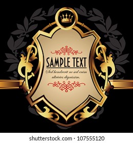 Vector decorative ornamental background with golden elements.