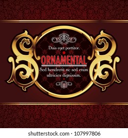 Vector decorative ornamental background with golden elements