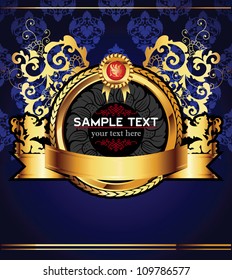 Vector decorative ornamental background with golden elements