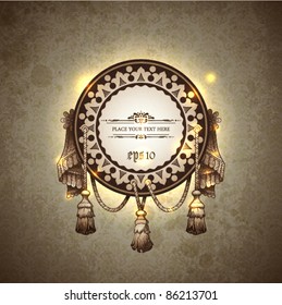 Vector decorative ornamental background with vintage vignette.
