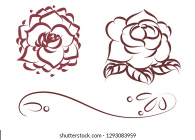 Vector decorative ornamental design elements, flowers design set.