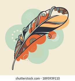 Vector decorative ornamental feather illustration
