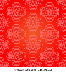 Vector Decorative Ornamental Red Background. Abstract Geometric Retro Pattern