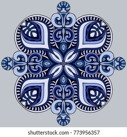 Vector decorative ornamental snowflake illustration