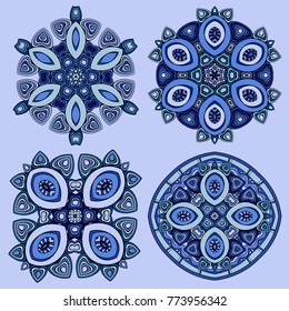 Vector decorative ornamental snowflakes set 