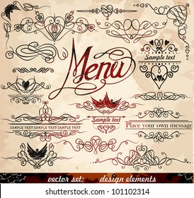Vector decorative ornate design elements & calligraphic page decorations.   Eps 10.