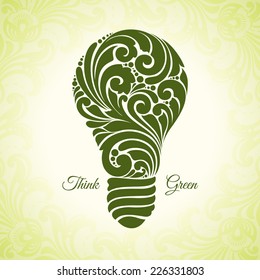 Vector decorative ornate light bulb. Ecology concept 