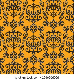 Vector decorative paisley border. Indian floral horizontal seamless pattern. Blue and pink paisley border