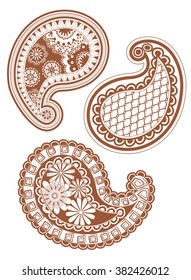 Vector decorative Paisley elements. Isolated mehndi floral elements in ethnic Oriental style.