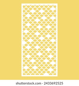 Vector Decorative panels for laser cut, Design graphic CNC machine cutting, Modern abstract patterns Japanese wave style on yellow background.