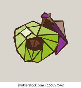 Vector Decorative pattern stained glass apple applique